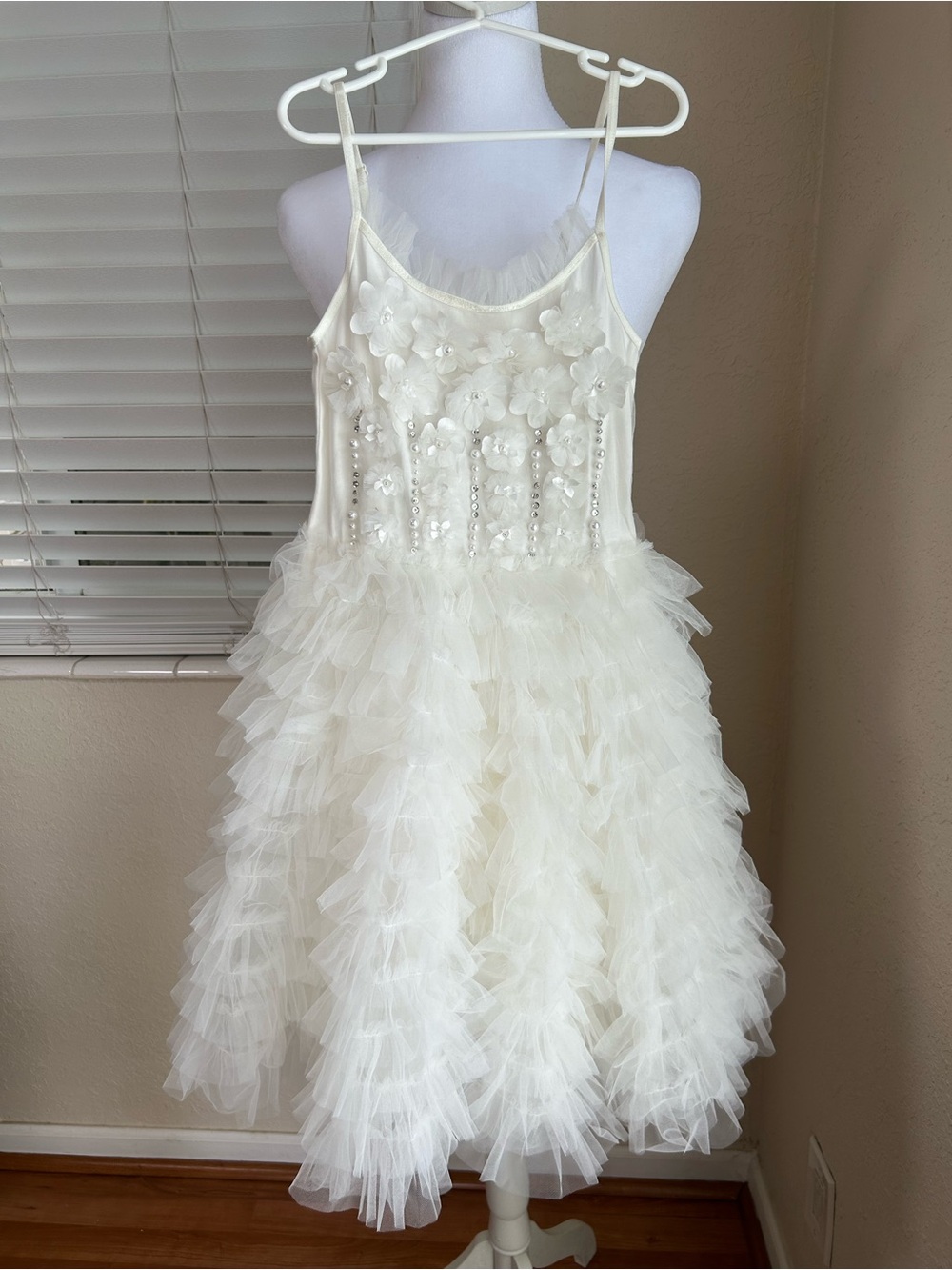 Tutu Du Monde Ivory Floral Pearl Tulle Dress NWT